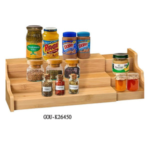 Bamboo Three-Layer <b>Spice</b> <b>Rack</b> Storage Holder for <b>Kitchen</b> Standing Type Adjustable <b>Kitchen</b> Cabinet / Space-Saving - Product Image 2