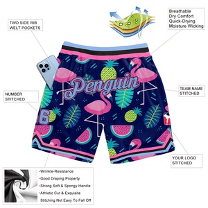 Custom Mens Mesh Basketball Shorts Tropical Hawaiian Flamingo Print Sublimated Casual Elastic Waistband <b>Athletic</b> Trunks - Product Image 2