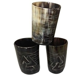 แก้วน้ำวิกกิ้งทำมือขายส่ง แก้วเขาควายแท้สำหรับเบียร์และมี้ด - Product Image 2