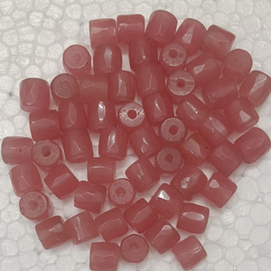 Perles en verre rose russe facettées de haute qualité, faites à la main, en forme de baril, perles en vrac pour la fabrication de bijoux et les fournitures d'artisanat - Product Image 1