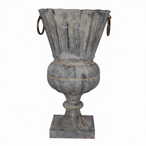 Florero de Metal con Asa Lateral, Forma Compacta, Acabado Plateado, Estilo Moderno, Florero Decorativo Hecho a Mano para el Hogar - Product Image 1