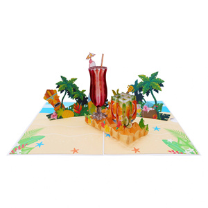 Meilleur Prix Carte Pop-up Cocktail Personnalisée Faite à la Main Design Tendance Découpé au Laser Cadeaux d'Anniversaire de Thanksgiving Artisanat Fabriqué au Vietnam - Product Image 3