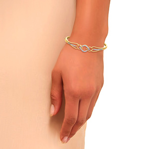 Elegant Gold Diamond Interlocking <b>Bangle</b> <b>Bracelet</b> - Product Image 3