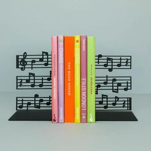 Sujetalibros decorativos con notas musicales de metal para estanterías, soporte para libros resistente, par, decoración para el hogar, oficina, biblioteca - Product Image 4
