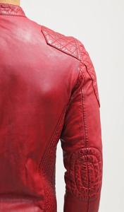 Blouson aviateur en cuir rouge pour homme, veste de moto en cuir véritable, grande taille, sur mesure - Product Image 6