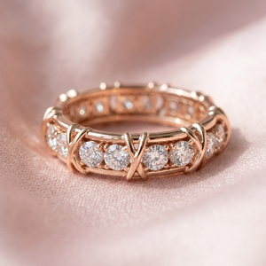 Anillo de Eternidad Chapado en Oro Rosa con Diamantes Cultivados en Laboratorio, Banda Completa de Oro Sólido de 18K con Engaste de Garra, Joyería para Mujer para Boda, Aniversario o Fiesta - Product Image 4