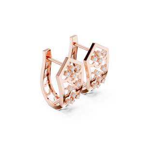 Starlit Jewels Pendientes de aro geométricos flotantes de dos tonos de oro de 10 quilates - Product Image 2