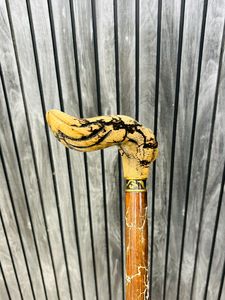 Canne de marche artisanale en bois de rose, courbes naturelles, multifonctionnelle, polie, design pliable en 3 sections, idéale pour les cadeaux de Pâques et de remise de diplôme - Product Image 4