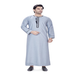 <b>Men's</b> OMANI Embroidery <b>Thobe</b>/Thawb-Polyester Viscose Fabric Breathable Anti-Wrinkle Elegant Ankle Length Summer Wedding - Product Image 3