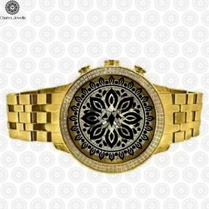 Reloj de Lujo Charm Jewells, Caja Redonda Dorada, Cristal de Zafiro, Movimiento de Cuarzo, Diseño Unisex de Moda, Esfera de 40 mm - Product Image 1
