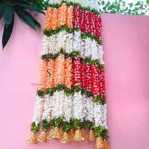 Traditional <b>Artificial</b> Mogra Gajra With Jasmine Garlands 100% Handmade with <b>Gold</b> Bells for Wedding Festival - Product Image 6