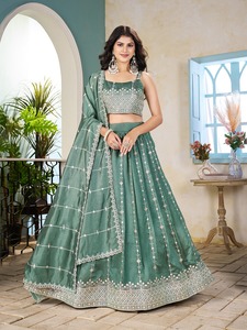 Women's Micro Silk Lehenga Choli with Sequenced Thread Floor-Length Elegant Design Quick Dry for Wedding & Party Occasions - Product Image 4