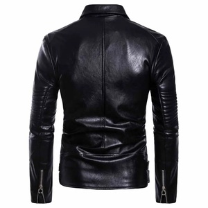 Chaquetas de Cuero para Motocicleta con Botones y Cremallera, Tallas Grandes, Elegantes y Modernas para Hombre - Product Image 2