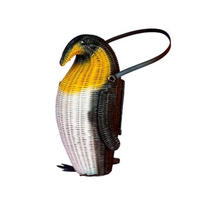Handmade Penguin Shaped Rattan Crossbody <b>Bag</b> Plant Fiber Animal Design Portable Storage <b>Bag</b> for Kids - Product Image 3