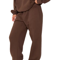 Ensemble de survêtement décontracté en molleton pour femme, pull à capuche oversize et pantalon, coupe ample, taille élastique, manches à revers, tenue de sport