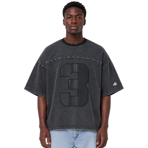 Boxy Fit Acid Washed Men's <b>shirts</b> Custom Tonal Varsity Number Graphic Oversized Vintage Casual Streetwear Heavyweight Cotton Tee - Product Image 1