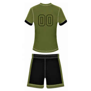 Ensemble short et maillot de football vert olive – Tenue de performance athlétique pour équipe, vêtements d'entraînement, vêtements de sport - Product Image 2