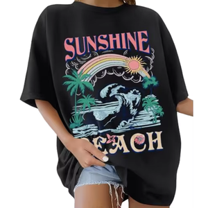 Camiseta Gráfica Oversize de Verano para Mujer, Algodón Premium, Estampado Playero, Prenda Personalizada - Product Image 2