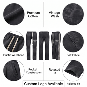 Men's Lightweight Washed Canvas Sweatpants Custom Logo <b>Straight</b> <b>Leg</b> Eco-Friendly <b>Track</b> <b>Pants</b> OEM ODM Wholesale Clothing - Product Image 3