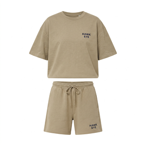 Conjunto de Dos Piezas de Verano para Mujer, Casual, de Punto Sólido, Personalizable, Camiseta y Pantalones Cortos Deportivos con Tela Transpirable Ecológica - Product Image 4
