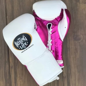 No Boxing No Life - Gants de boxe MMA en cuir véritable personnalisables, antidérapants avec sangle de poignet réglable - Argent - Product Image 1