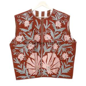 Chaqueta informal de verano/invierno para mujer, estilo indio, de algodón cotrize con bordado floral, con chaleco sin mangas para dama de honor. - Product Image 4