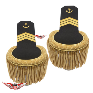 Epaulettes Bordadas KEW Estilo Vintage Azul Marino con Flecos de Ancla Negra y Dorada, Diseño de Lujo Ecológico, Tela Resistente - Product Image 1