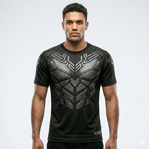 Custom 3D Embossed Print Men's Soccer Jersey <b>Black</b>-on-<b>Black</b> Geometric Armor Football Shirt - Product Image 2