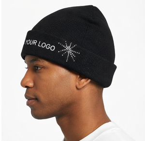 Gorro de Punto con Pedrería, Transpirable, Cálido, para Invierno, con Brillo y Puño Decorativo, Superventas - Product Image 2