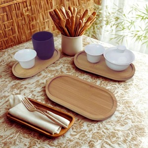 Elegante bandeja de madera para servir, superficie pulida, diseño moderno, ideal para servir café, té, bocadillos, desayuno, decoración del hogar. - Product Image 1