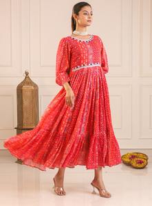 Vestido Casual de Verano 2026, Estilo Chino, Estampado Floral, para Mujer, Talla Grande, Cuello Redondo, Tela de Muselina Suave, Mangas 3/4 Abullonadas - Product Image 3