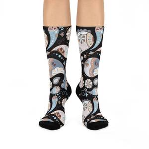 Custom Sublimation Printer <b>Socks</b> With White and <b>Black</b> Design Knitted Cotton Breathable Men's Summer Daily Wear Regular Style - Product Image 6