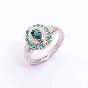 Anillo Solitario Único de Alejandrita, Anillo de Boda, Piedra que Cambia de Color, Anillo de Piedra de Nacimiento de Junio, Circonita Cúbica Esmeralda, Anillo Art Deco para Regalo - Product Image 3