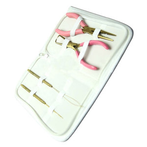 Professional Pink Hair Extension Tool Kit with Loop <b>Needles</b> Micro Ring <b>Beads</b> Pliers Hair Extension Installation Removal Tool Set - Product Image 6
