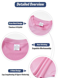 T-shirts décontractés à manches courtes et col rond pour filles, couleur unie, 100 % coton écologique, teinture unie, plusieurs couleurs, style chinois - Product Image 5