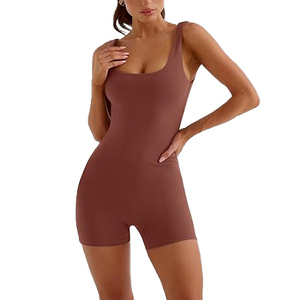 Body de Yoga Marrón de Alta Elasticidad con Perfil Lateral Sexy para Mujer, Mono de Gimnasio de Una Pieza a Prueba de Sentadillas, Moldeador Corporal - Product Image 2