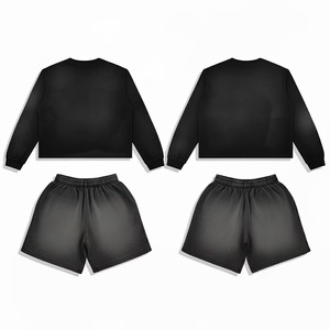 Conjuntos Deportivos de Maternidad con Logotipo Personalizado, Trajes para Hombre, Camiseta de Manga Larga con Cuello Redondo, 100% Algodón, Pantalones Cortos Deportivos, Conjuntos de Pantalones Cortos para Correr - Product Image 3