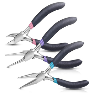3 Pcs Mini Jewelry <b>Pliers</b> <b>Set</b> Side Cutter Round Nose Long Nose Wire Bending Tools Ergonomic Soft Rubber Grip for DIY Beading - Product Image 1
