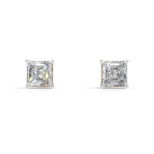 Princess Cut Diamond Stud <b>Earrings</b> Claw Setting Geometric Classic Unisex <b>Fine</b> Jewelry - Product Image 3
