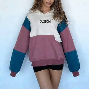 Custom Womens Color Block Tracksuit Set Heavyweight <b>Button</b> Up Sweatshirt Wide Leg Pants Streetwear Lounge Wear <b>Suit</b> Loose Fit - Product Image 1