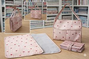 Juego de Bolsas de Pañales para Bebé, Portátiles, Vintage, de Dos Piezas, con Cierre de Cremallera, Tela de Algodón Ligera de 270 GSM, Organizador Ideal para Viajes - Product Image 3