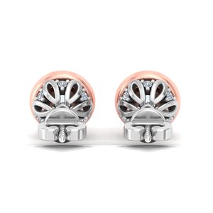 Pendientes Minimalistas con Diamantes Cultivados en Laboratorio con Corte Halo Redondo, Oro Sólido de 10k, 14k, 18k, para Regalo, Fiestas, Aniversarios y Uso Diario - Product Image 4