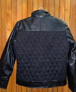 Veste d'hiver pour homme en cuir véritable, matelassée, doublée de satin de soie, fermeture éclair embossée - Product Image 2