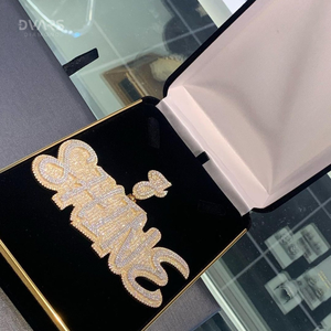 Pendentif en argent 925 plaqué or de luxe avec initiale personnalisée en moissanite glacée pour homme, style hip-hop - Product Image 3