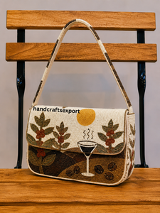 Sac à bandoulière perlé avec motif raisins de la vigne, sac à main coloré fait main / fermeture à rabat magnétique / personnalisation du logo disponible - Product Image 6