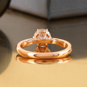 Anillo de compromiso de oro rosa de 14K con solitario de 1.01 CT de oro amarillo cultivado en laboratorio, corte pavé, excelente (VVS2), certificado IGI, para boda - Product Image 4