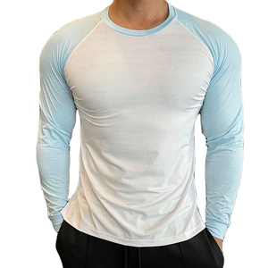 Camiseta de Compresión de Manga Larga para Hombre, Cuello Redondo, Contraste Blanco y Azul, Secado Rápido, Poliéster, para Fitness, Gimnasio y Entrenamiento - Product Image 2