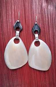 Pendientes Colgantes de Concha Natural Hechos a Mano, Joyería de Oreja en Forma de Lágrima, Tono Plateado, Pendientes de Cuerno de Búfalo a la Moda, Artesanía Natural - Product Image 6