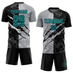 Nouveauté : Ensembles de maillots de football légers, impression par sublimation, vêtements d'entraînement et de sport, couleur noir et gris, col rond, confort - Product Image 1