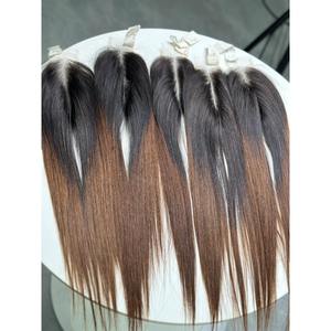 Ombre Lace Closure Straight Dark Root <b>Chestnut</b> Brown Vietnamese Virgin Double Drawn Human Hair Wholesale - Product Image 5